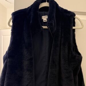 J. Crew Women's Navy Blue Faux Fur Vest
